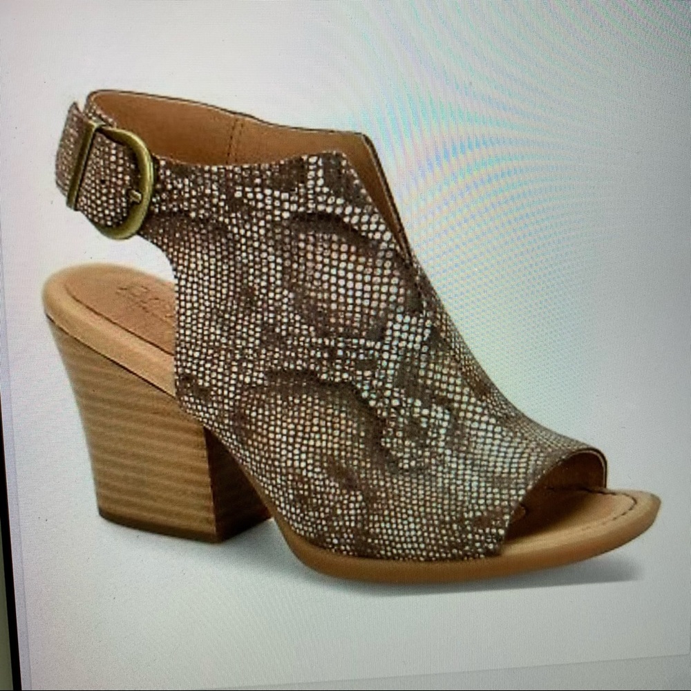 Born moraine snake embossed open toe bootie sandal